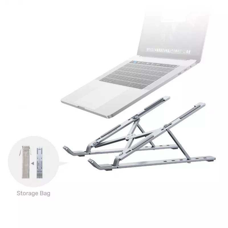 Unitek OT155SL supporto pieghevole per laptop, alluminio, argento
