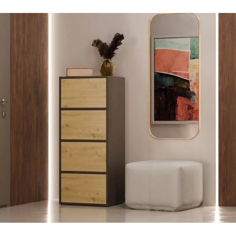 Comodino ALMA, antracite/rovere artisan