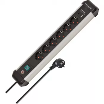Ciabatta Brennenstuhl 1391030611 3 m 6 prese AC per interni nero argento