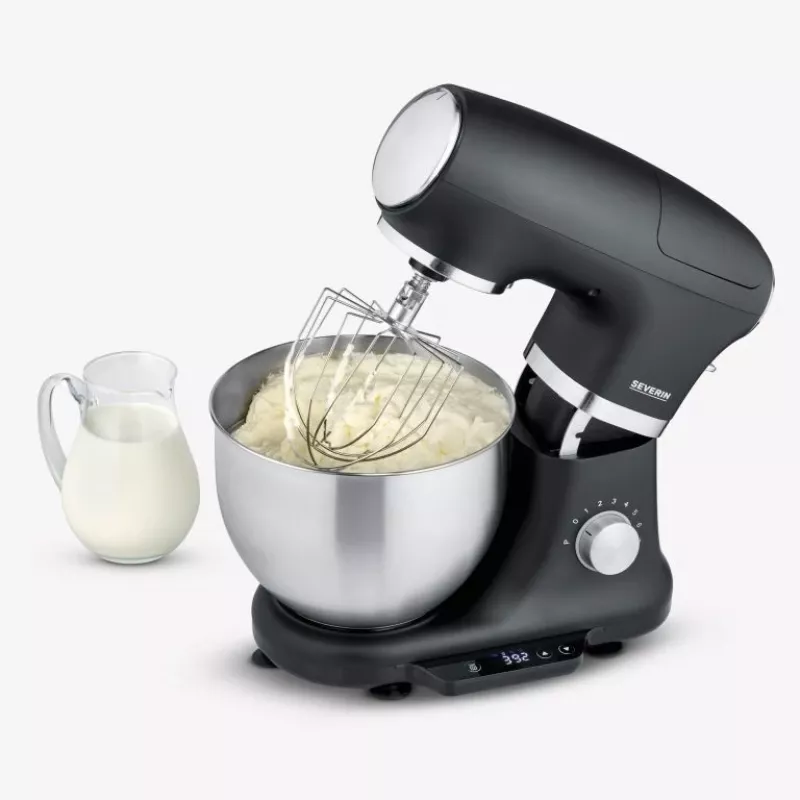 Robot da cucina Severin KM 3898 1000 W 5,5 L nero acciaio spazzolato argento