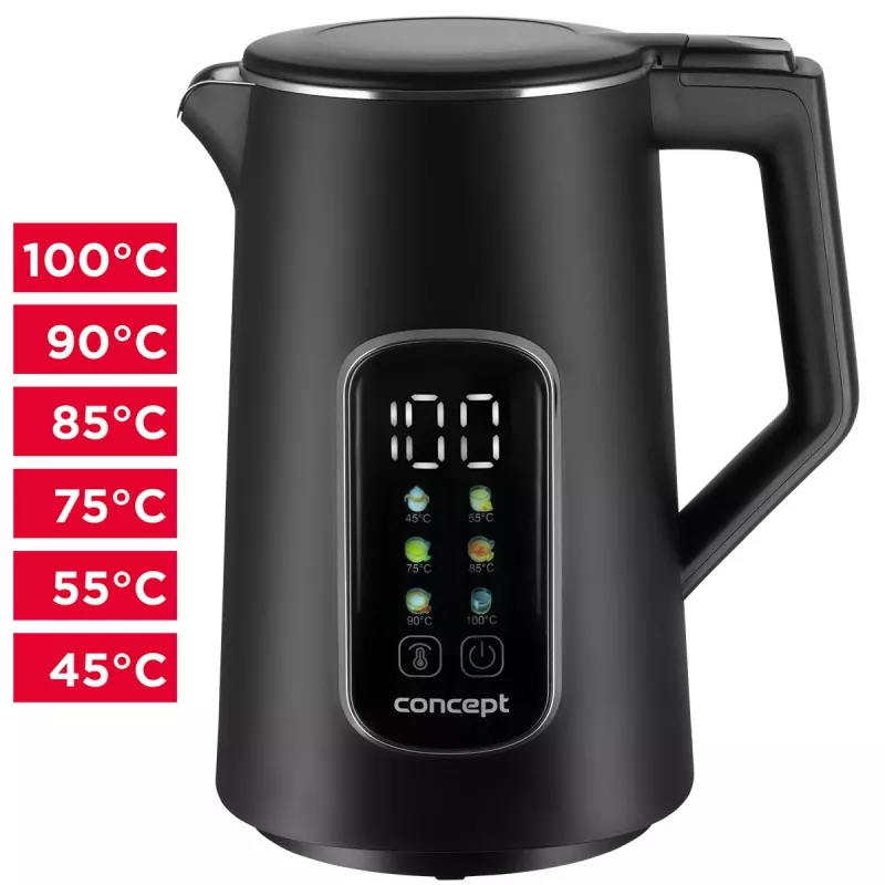 Bollitore elettrico Concept Solution RK3385 con regolazione della temperatura, capacità 1,7 L