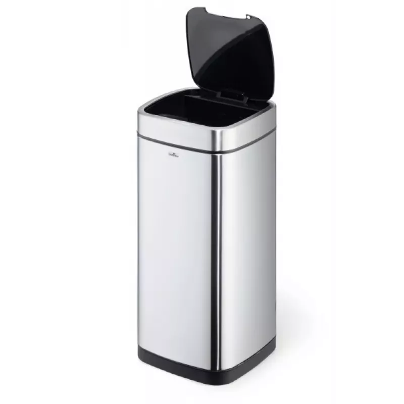Cestino rettangolare Durable NO TOUCH 35L acciaio inox nero argento