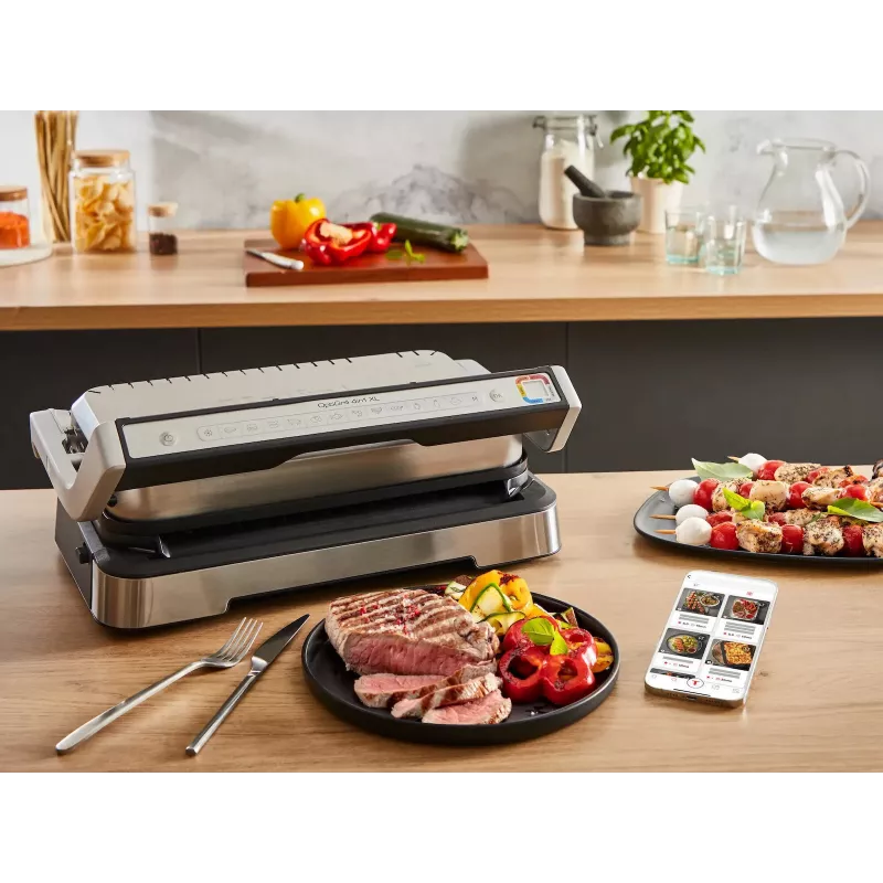 Griglia elettrica Tefal OptiGrill+ XL acciaio inox — grande capacità, programmi di cottura automatici