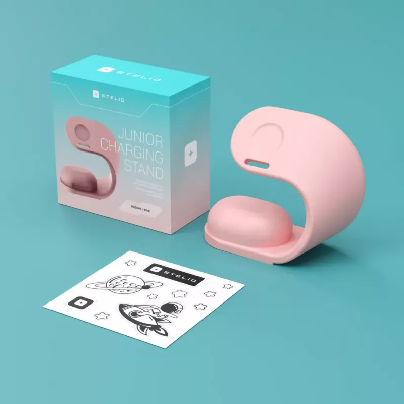 Base di ricarica Stelio ST-CHS01-PK Junior rosa – dock di ricarica USB per telefoni e tablet, porta singola, compatto