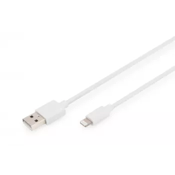 DIGITUS - Cavo Lightning - Lightning (M) a USB (M) - 1,0 m - doppio isolamento - bianco - stampato - per Apple iPad/iPhone/iPod (Lightning) (DB-600106-010-W)