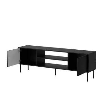 Mobile TV cama meble CORTINA EF 180×40×60 cm, nero, piano superiore in truciolare, struttura nera
