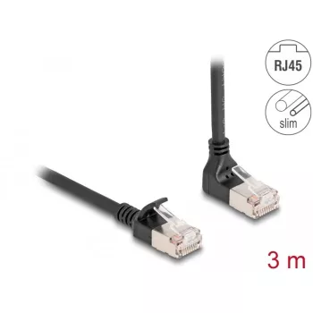 Cavo di rete DeLOCK RJ45 Cat.6A S/FTP sottile 90° 3 m nero
