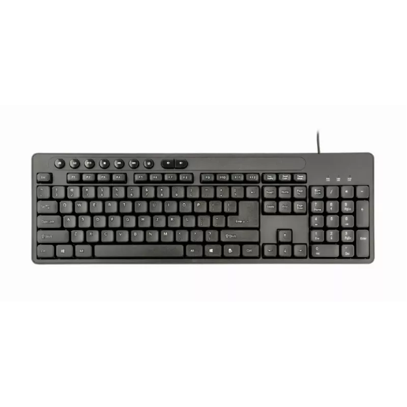 Tastiera full-size cablata Gembird KBS-UM-04 USB QWERTY US-inglese con mouse, nero, cavo 1,5 m