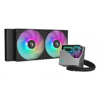 Dissipatore liquido all-in-one DeepCool LT240 — radiatore 240 mm, 2x ventole PWM 120 mm, cuscinetto idrodinamico, supporto LGA-1200, nero
