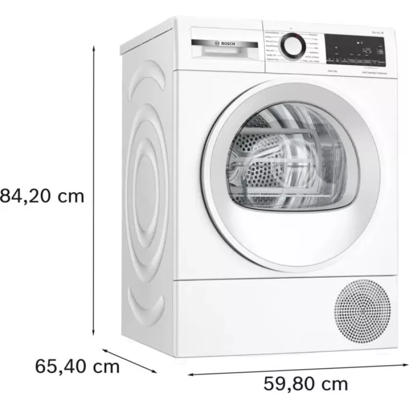 Asciugatrice Bosch WQG145APPL 9 kg a pompa di calore, 14 programmi, display LED, bianco