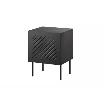 Comodino Cama Meble SIENA set da 2, 44,5×40×59 cm, nero opaco, MDF e truciolare