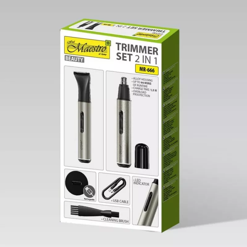 Set regolabarba 2-in-1 Maestro MR-666 USB — set doppia cura ricaricabile
