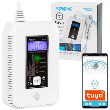 Rilevatore di monossido di carbonio e gas BLOW TGC30 WiFi Tuya — LCD, 85 dB, cablato, montaggio a parete, bianco