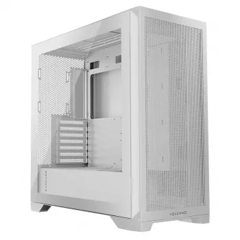 Case PC MODECOM VOLCANO EXPANSE S MIDI Tower — bianco, microATX, vetro temperato, USB-C, supporta GPU 430 mm