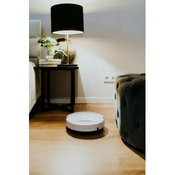 Robot aspirapolvere BLAUPUNKT RVC201 — rotondo, bianco, contenitore senza sacchetto 0,5 litri, 55 minuti di autonomia