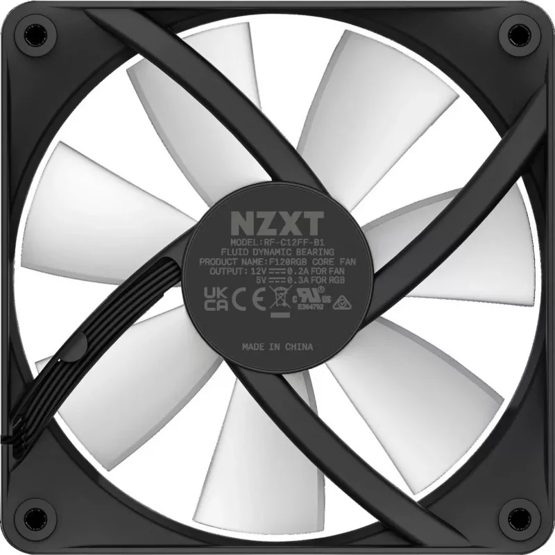 NZXT F120 RGB Core ventola per case da 120 mm, PWM a 4 pin, nera