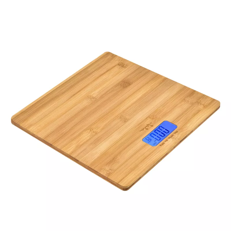 Jata HBAS1489 bilancia pesapersone elettronica, 180 kg, graduazione 100 g, piattaforma in bambù pressato, display LCD