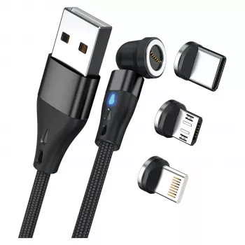 Cavo USB RealPower MagneticCharge3 0,2 m USB A nero ricarica rapida