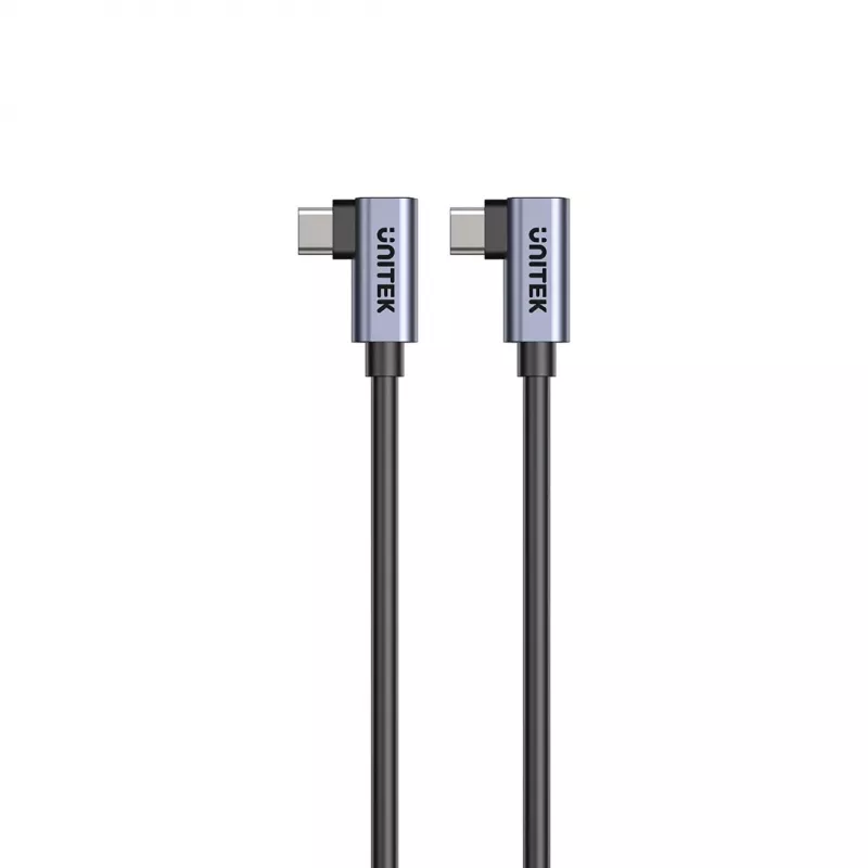 Cavo USB-C Unitek C14147ABK01-1M, 1 m, connettori angolari 90°, USB PD 3.0 100W, dati 480 Mbit/s, nero
