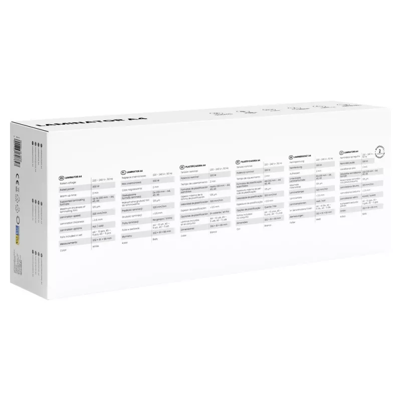 Plastificatrice a freddo/caldo SAVIO LR-01/W — larghezza max. 230 mm, 320 mm/min, 300 W, bianco