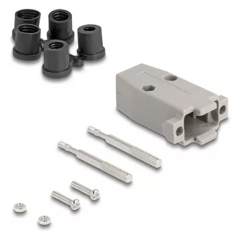 DeLOCK passacavo custodia D-Sub in plastica per connettore maschio/femmina 9 poli con guarnizioni in gomma, grigio, 31,2 × 47,9 × 16,6 mm