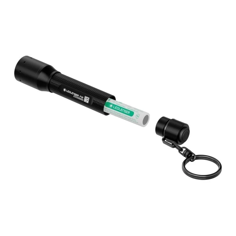 Torcia Ledlenser P3R nera — torcia LED compatta ricaricabile da portachiavi