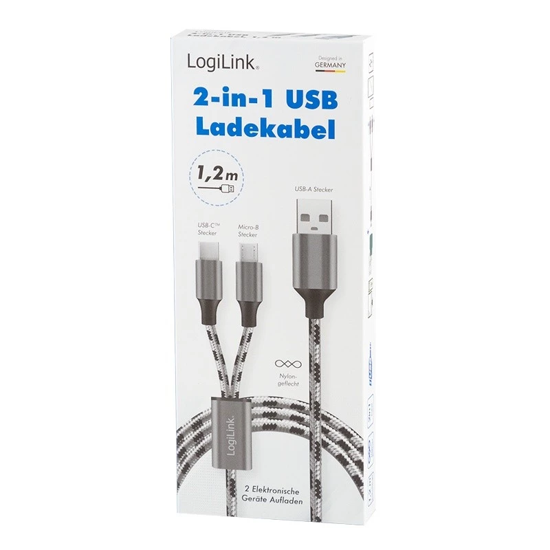 LogiLink CU0202 cavo USB USB 2.0 1,2 m USB A USB C/Micro-USB A grigio