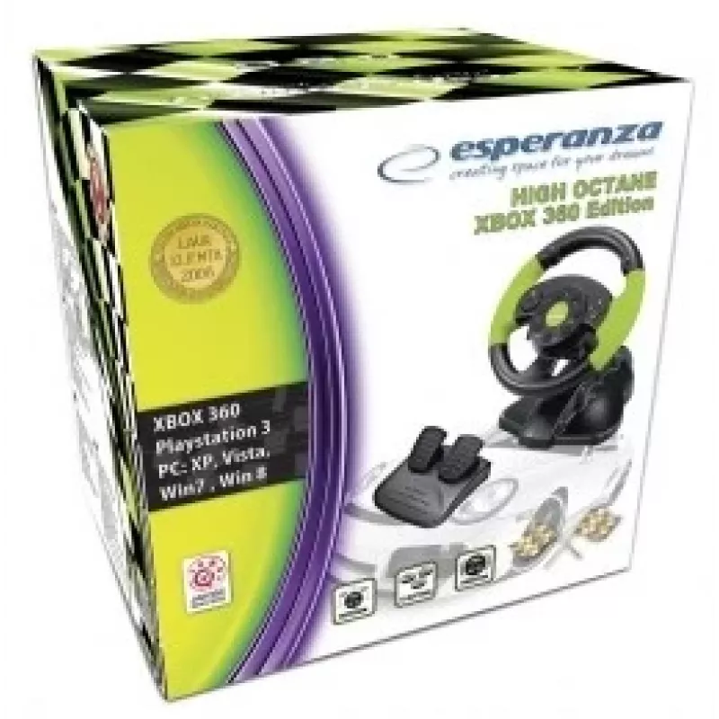 Esperanza EG104 High Octane volante con pedali, PC/PS3/Xbox 360, nero/verde