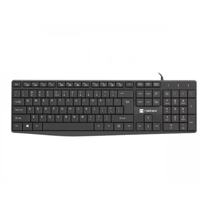 Tastiera full-size con filo NATEC NAUTILUS NKL-1950 — USB, QWERTY US International, 105 tasti, nero