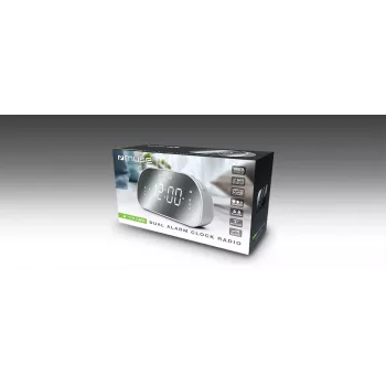 Radiosveglia Muse M-170CMR — radiosveglia digitale, display LED da 1,2 pollici, FM, AC 230V, backup AAA, specchio/bianco