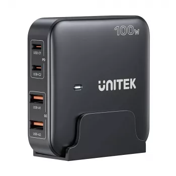 Caricabatterie da scrivania Unitek P1229ABK01-EU 100 W con 2× USB-A e 2× USB-C