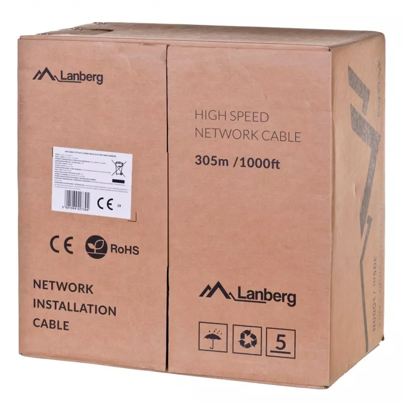 Cavo di rete Lanberg LCU6-12CU-0305-S 305 m Cat6 U/UTP (UTP) grigio