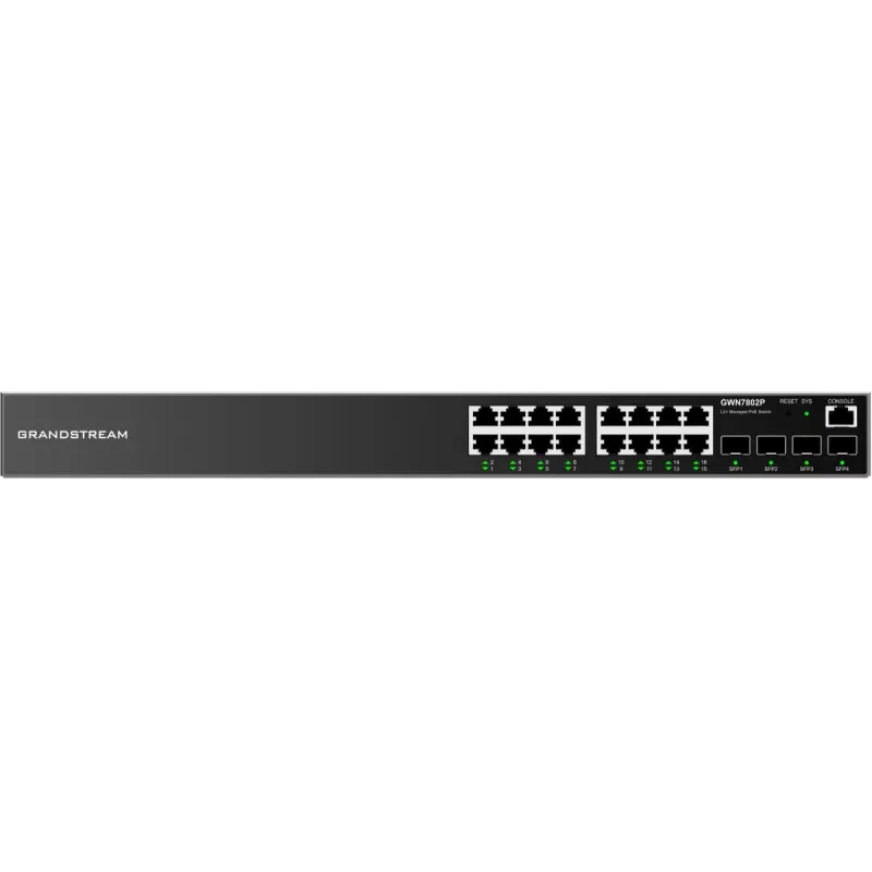 Switch Grandstream GWN7802P gestito L2+ PoE+, 16x Gigabit, 4x SFP