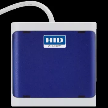 HID OMNIKEY 5022 CL (blu scuro) - connettore corto da 13 cm - connettore maschio USB-A standard - solo lettore contactless (13,56 MHz) - conforme CCID - supporto per carte e accessori di montaggio opzionali - MOQ 10