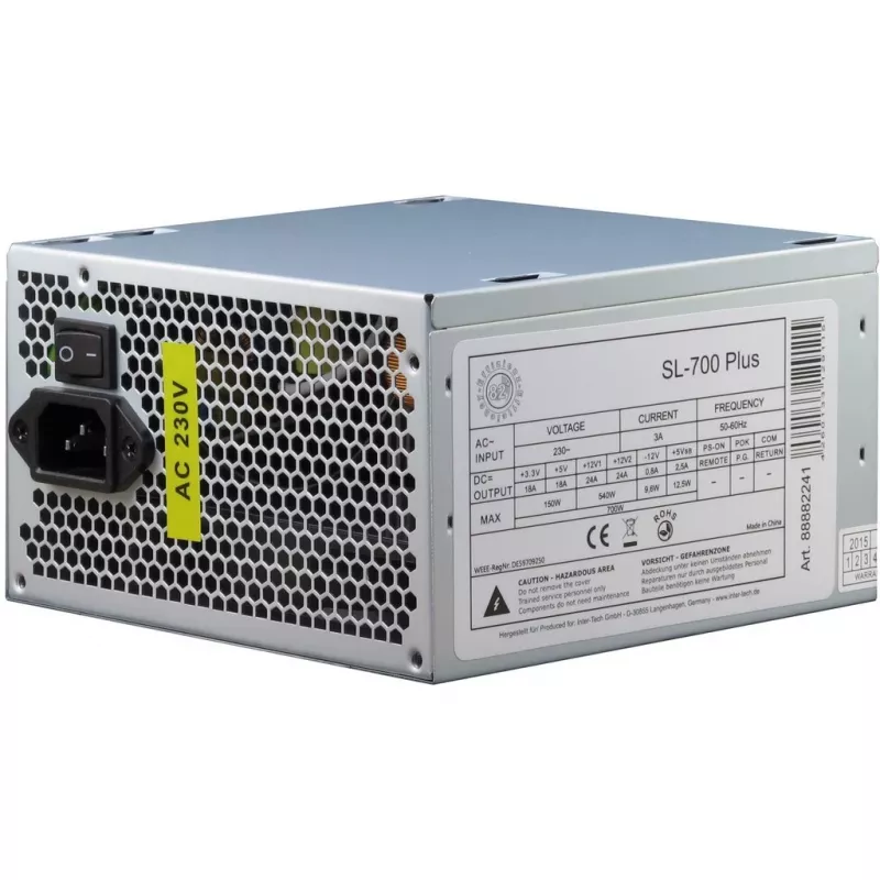 Inter-Tech SL-700 Plus - Alimentatore (interno) - ATX12V 2.4 - AC 230 V - 700 Watt - PFC attivo (88882141)