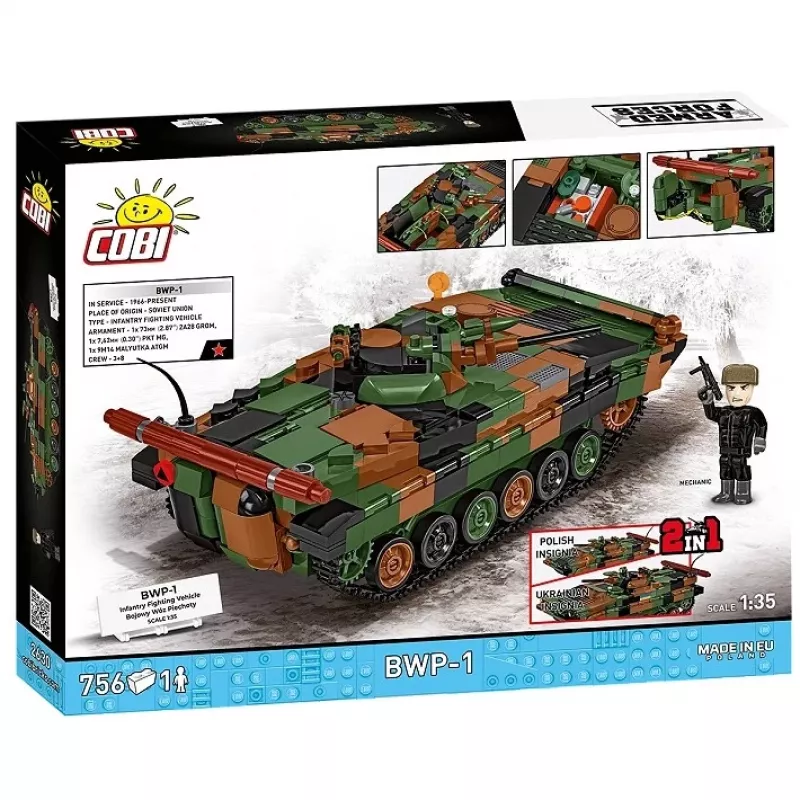 Set di mattoncini Cobi Armed Forces BWP-1 2630 — set modello del veicolo da combattimento anfibio polacco-ucraino