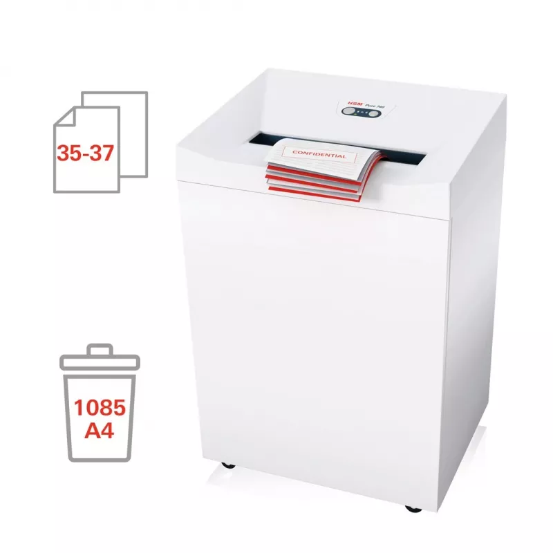 Distruggidocumenti HSM Pure 740 taglio a strisce 3,9 mm, larghezza di lavoro 400 mm, distrugge CD e carte di credito