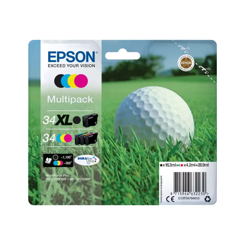 Epson 34XL multipack cartucce d'inchiostro XL, nero/ciano/magenta/giallo (C13T34794020)
