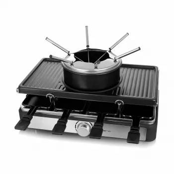 Raclette-Grill Emerio RG-124930 per 8 persone, 1400 W, nero e acciaio inox, manopola rotante