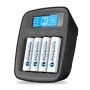 Caricabatterie everActive NC1000MV2 – caricabatterie Ni-MH 4 vani USB-C, 4 celle, 5V, nero, 110×99×38 mm