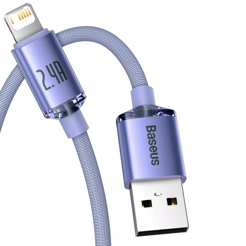 Cavo Baseus Crystal Shine USB a Lightning, 2,4A, 2m (viola)