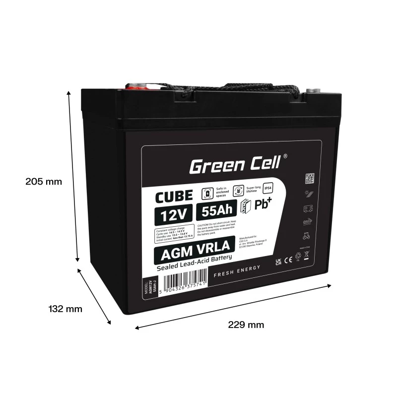 Batteria AGM VRLA 12V 55Ah IP54