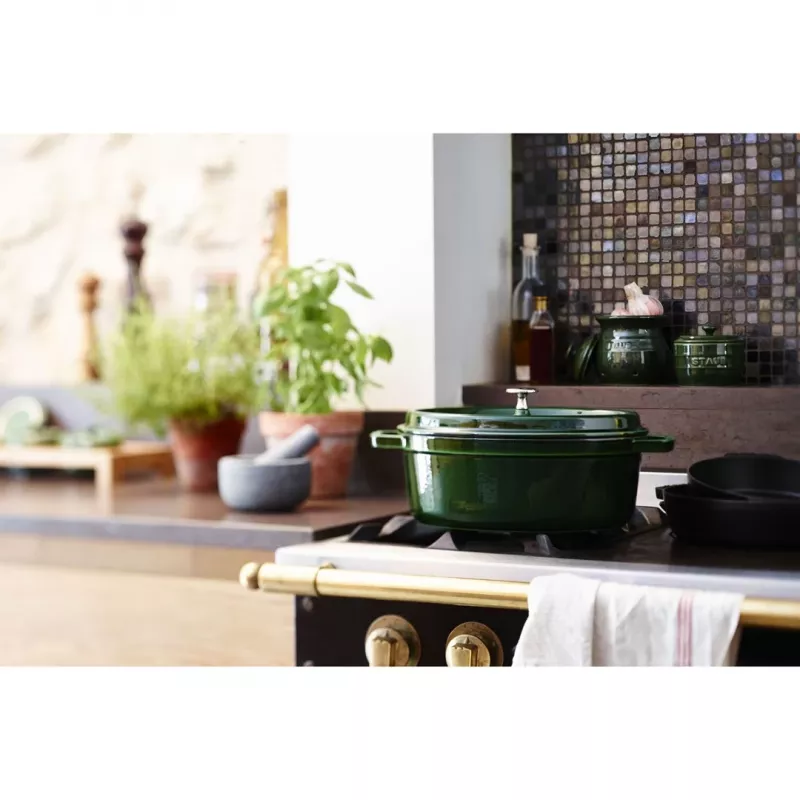 Staub La Cocotte 33 cm tegame ovale in ghisa, verde basilico