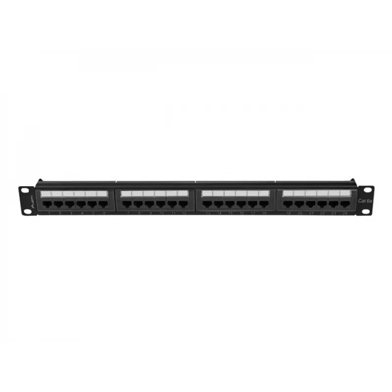 Patch panel 1U LANBERG PPUA-1024-B, 24 porte, Cat6a, U/UTP, rack 1U, profondità 102 mm, metallo, nero