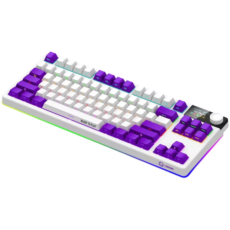 LORGAR KBP70TKLW, tastiera da gaming meccanica TKL wireless Pro, bianco, layout EN