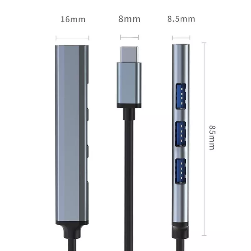 Hub USB QOLTEC 53792, USB-C 3.1 a 4 porte (USB 3.0 x1, USB 2.0 x3)