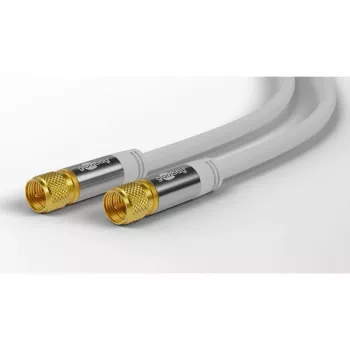 Goobay cavo antenna SAT (tipo 135 dB), schermatura quadrupla, 5 m, bianco - placcato oro, connettore maschio F > connettore maschio F (70644)