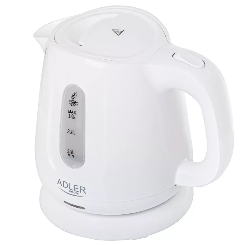 Bollitore Adler AD 1373 – capacità 1 L, 850 W, bianco, base 360°, polipropilene