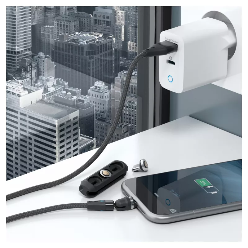 Cavo USB RealPower MagneticCharge3 2 m USB-A nero