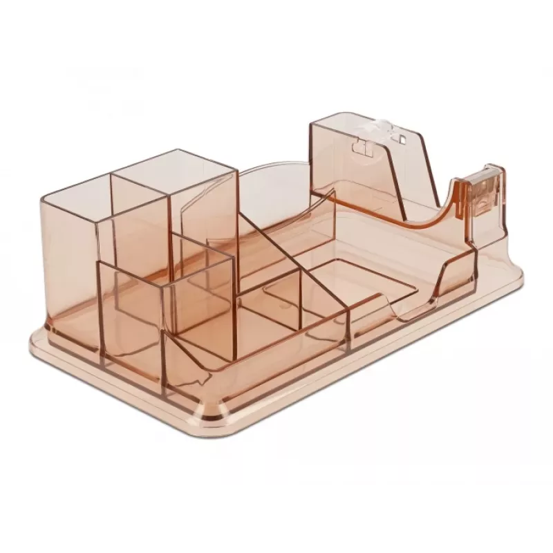 Organizer da scrivania DeLOCK 18341 trasparente marrone plastica 145x250x85mm